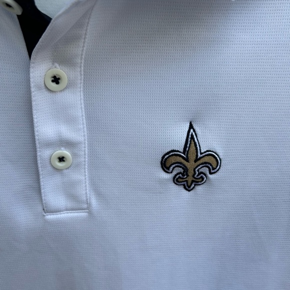Reebok Mens New Orleans Saints Embroidered White Short Sleeve Polo Small - Picture 5 of 5